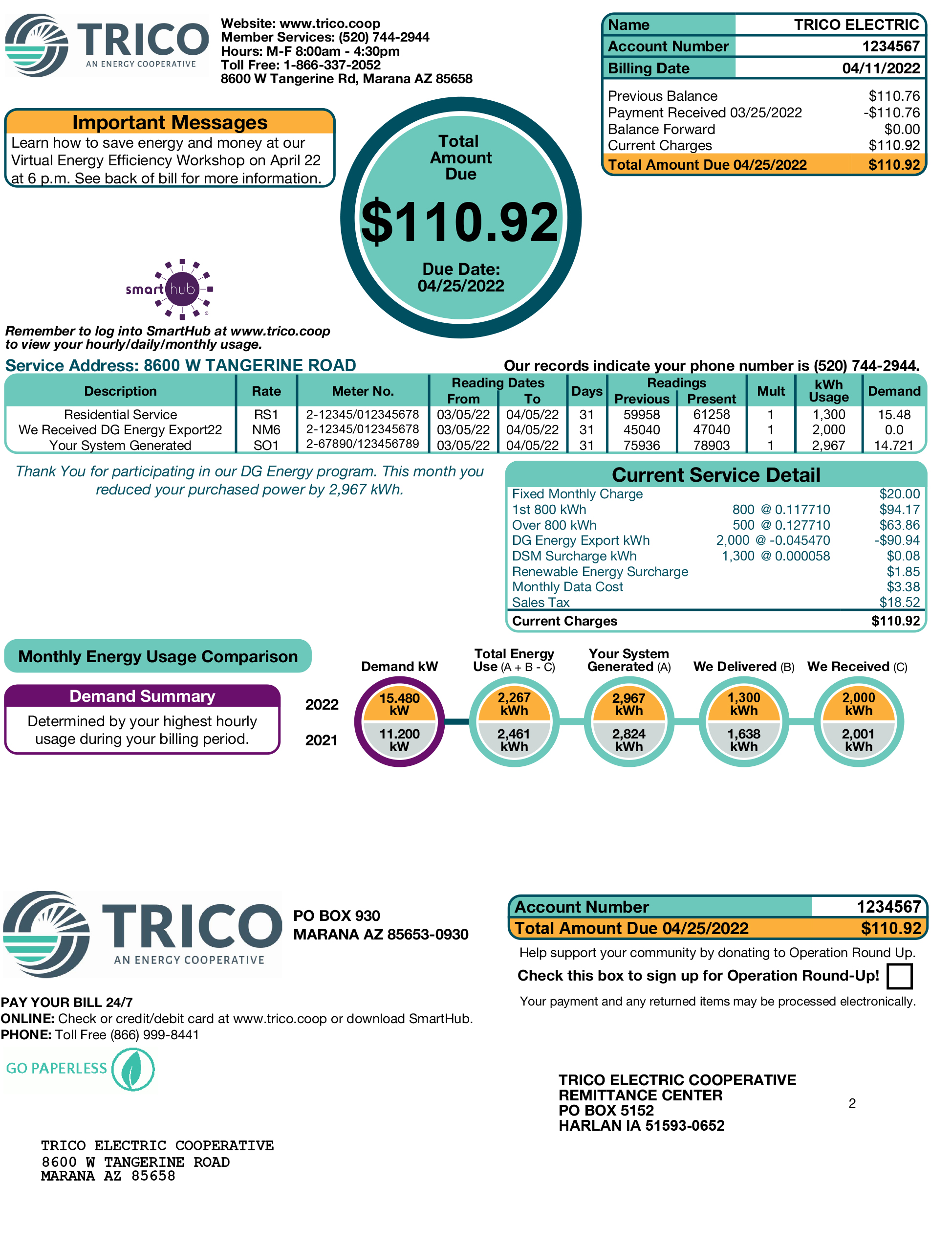 Trico Sample Bill